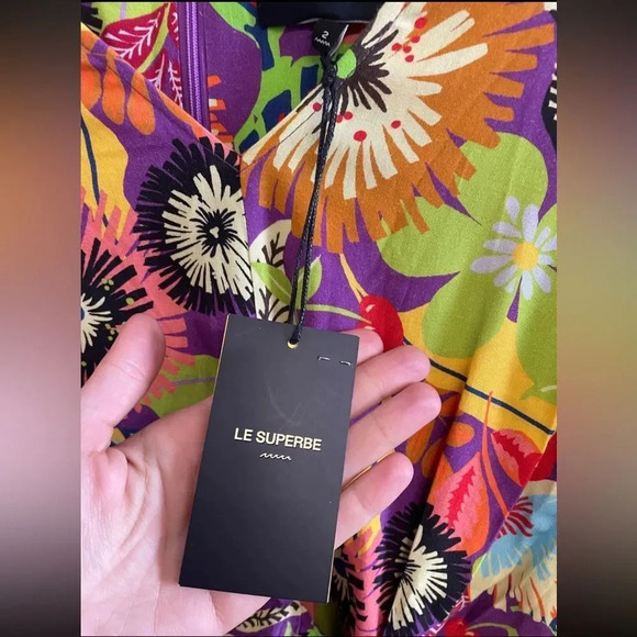 Le Superbe Floral Muse Asymmetric Tie Front Midi Dress NWT Revolve Brand Tropica - Picture 14 of 15